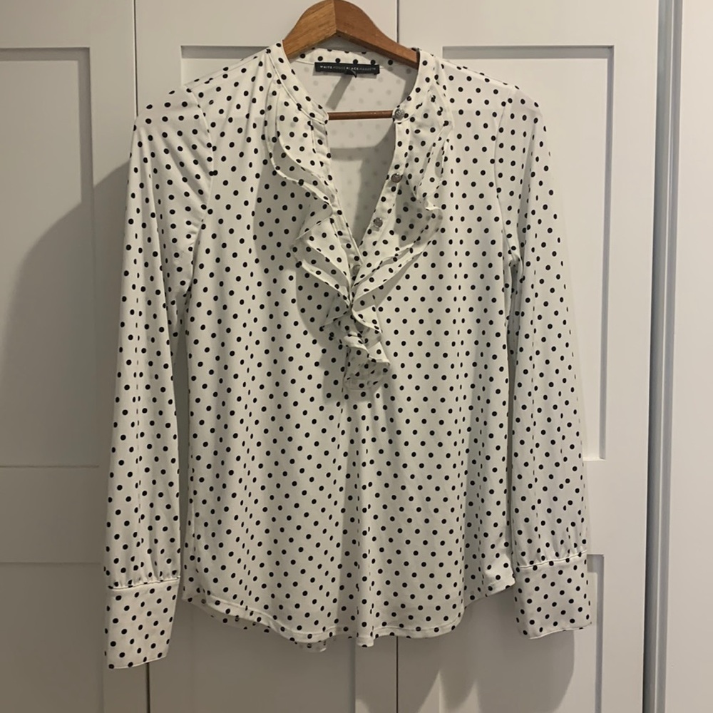 White House black market polka dot blouse